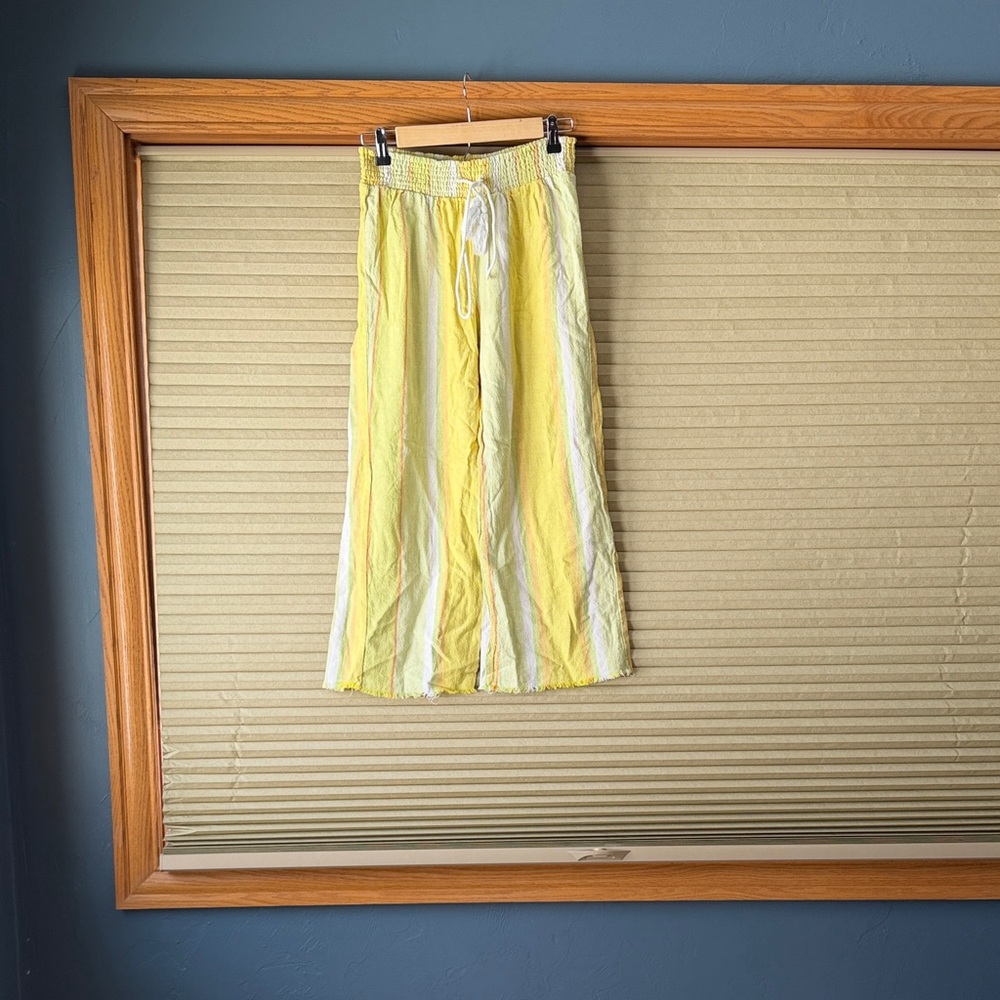 Yellow and White Striped Women's Pant